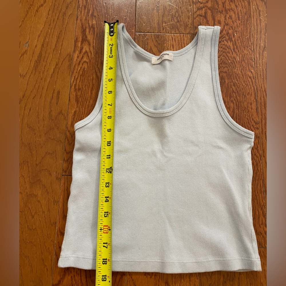perfectwhitetee Light Blue Ribbed Tank Top - Picture 2 of 8
